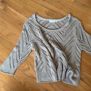 RD Style Open-Knit Scoop Neck Sweater in Light Taupe